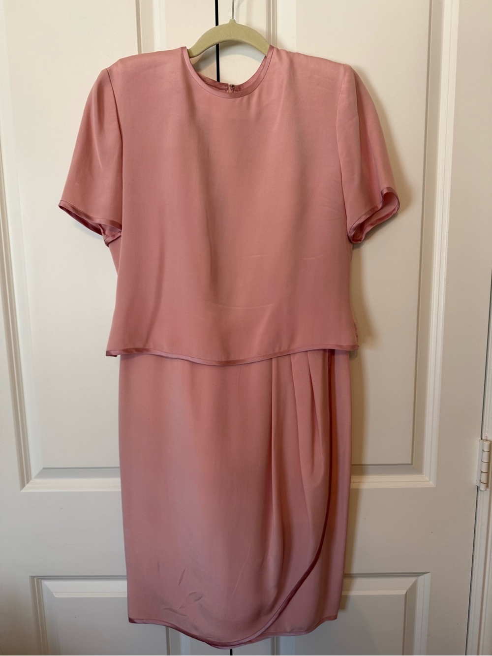 Silk Elegant Midi Dress in Dusty Pink with Overlay Top